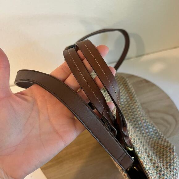 Fossil Multi Colored Woven Brown Leather Top Handle Crossbody Medium Bag - Picture 6 of 16